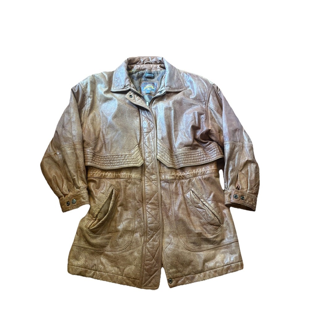 Vtg Adventure Bound Wilsons Chore Jacket Medium Leather Thinsulate Aztec Liner
